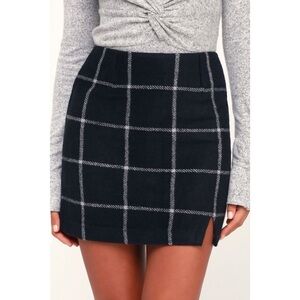 Lulu's Navy Checkered Mini Skirt NWOT